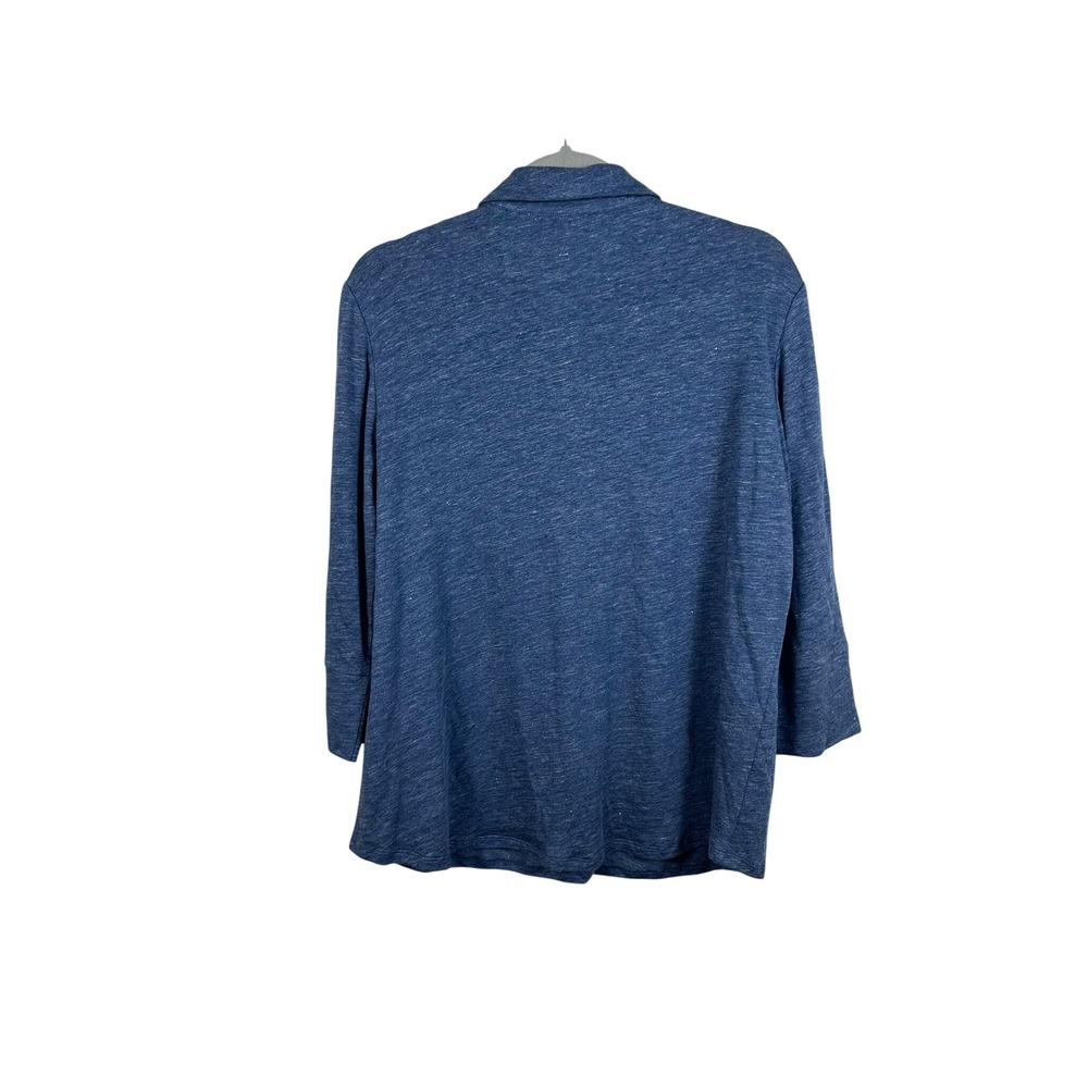 J.McLaughlin Button Down Top Womens XL Blue Very Good Linen Blend 3/4 Sleeve - Picture 2 of 8
